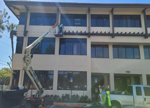 Licensed contractors performing structural repairs on Fort Lauderdale commercial property