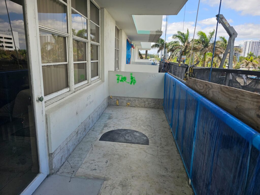 Exterior concrete wall restoration in Fort Lauderdale high-rise